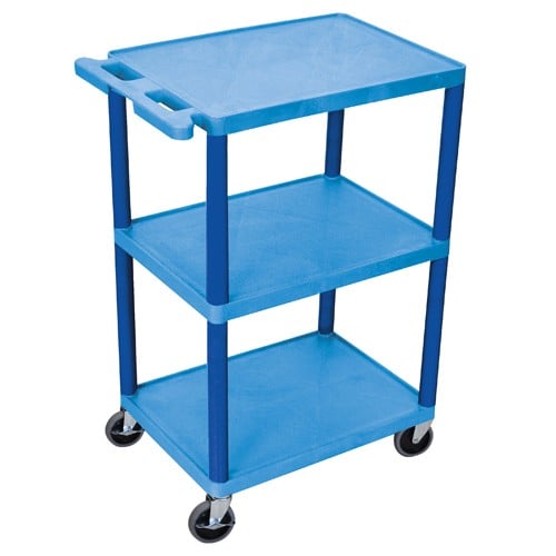 Luxor 43" Molded Plastic 3-Shelf Utility Carts