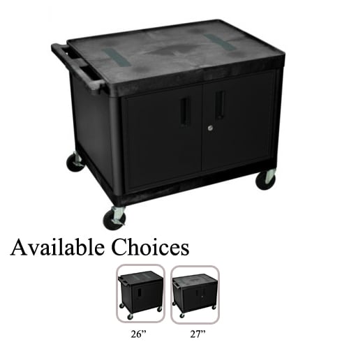 Luxor High Black 2-Shelf Endura A/V Utility Cart with Cabinet