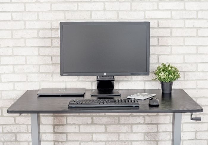 Luxor 48" Black Oak High-Speed Crank Adjustable Stand Up Desk - STANDCF48-AG/BO