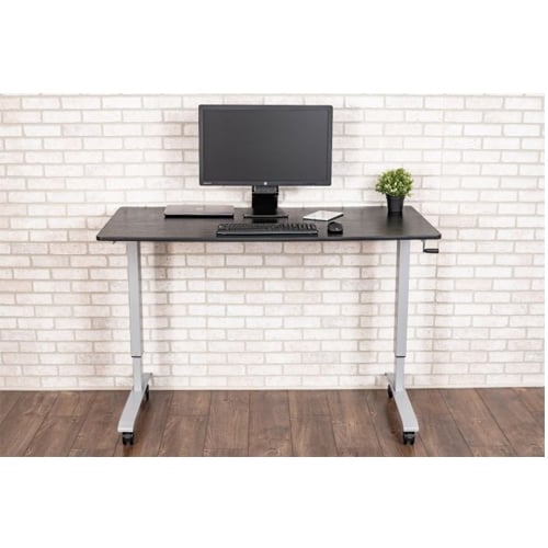 Luxor 60" Black Oak High-Speed Crank Adjustable Stand Up Desk - STANDCF60-AG/BO