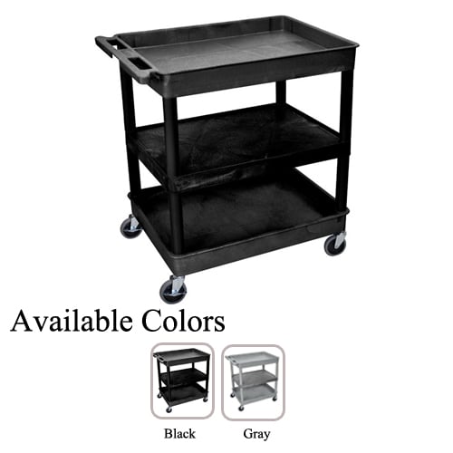 Luxor Large Top/Bottom Tub and Middle Flat Shelf Utility Cart