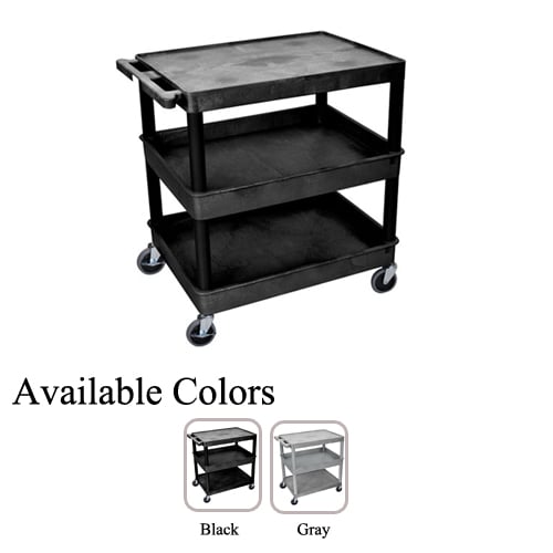 Luxor Large Top Flat and Middle/Bottom Tub Shelf Utility Cart
