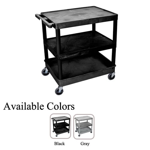 Luxor Large Top/Middle Flat and Bottom Tub Shelf Utility Cart