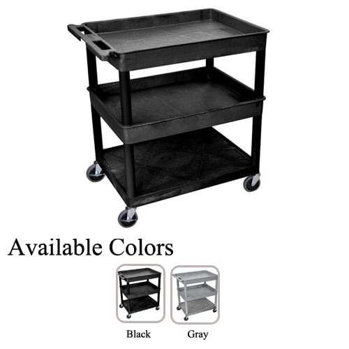 Luxor Large Top/Middle Tub and Bottom Flat Shelf Utility Cart