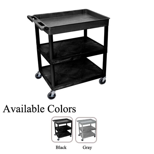 Luxor Large Top Tub and Middle/Bottom Flat Shelf Utility Cart