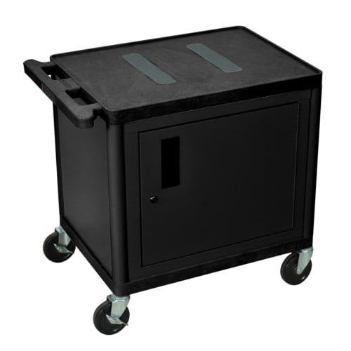 Luxor LE26C-B 26" High Black 2-Shelf Endura A/V Utility Cart with Cabinet