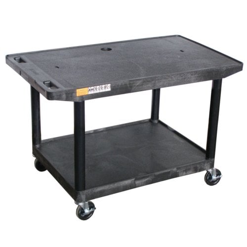 Luxor LE27WT-B 27" High Black Wide Top 2-Shelf A/V Utility Cart