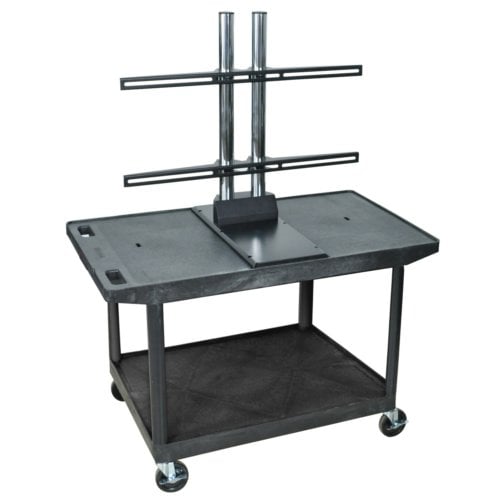 Luxor LE27WTUD-B Wide Top Black 2-Shelf A/V Utility Cart with LCD Mount