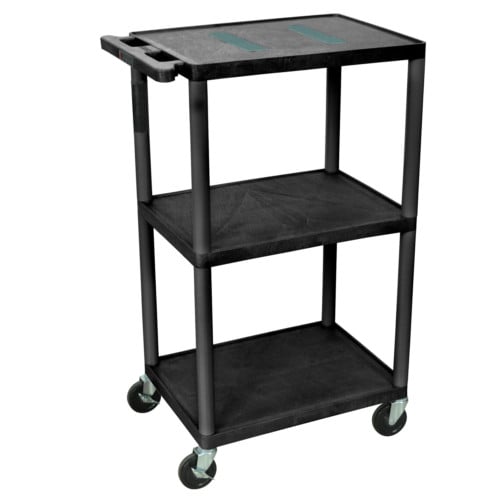 Luxor LE42-B 41" High Black 3-Shelf Endura A/V Utility Cart