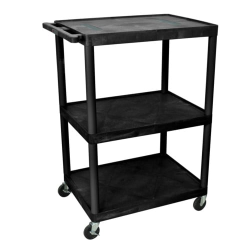 Luxor LE48-B 48.25" High Black 3-Shelf Endura A/V Utility Cart