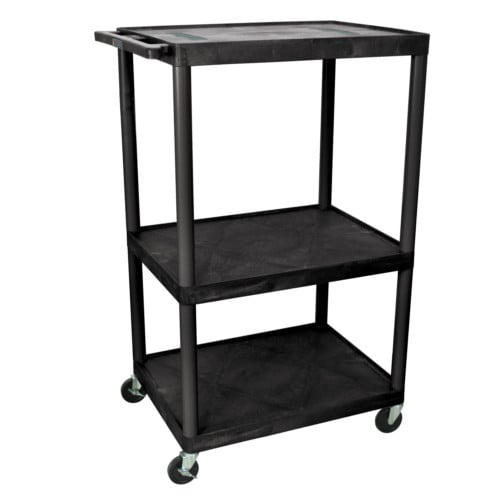Luxor LE54-B 54.25" High Black 3-Shelf Endura A/V Utility Cart