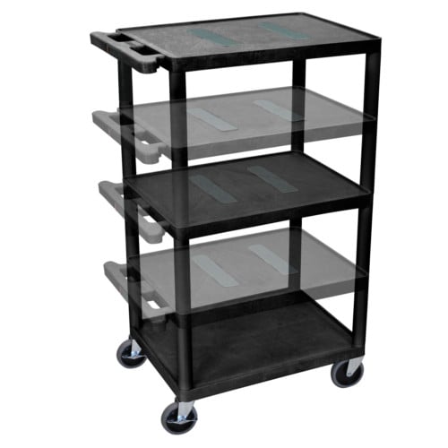 Luxor LEDUO-B Black Endura Multi-Height 3-Shelf A/V Utility Cart