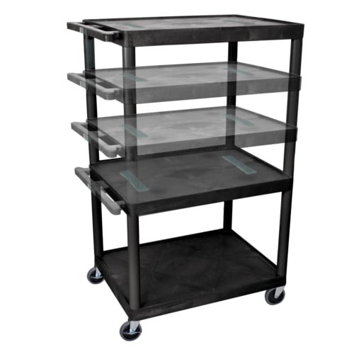 Luxor LELDUO-B Black Endura Multi-Height Large 3-Shelf A/V Utility Cart