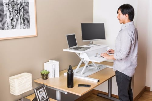 Luxor Level Up Pro White 32" Standing Desk Converter - LVLUP PRO32-WH