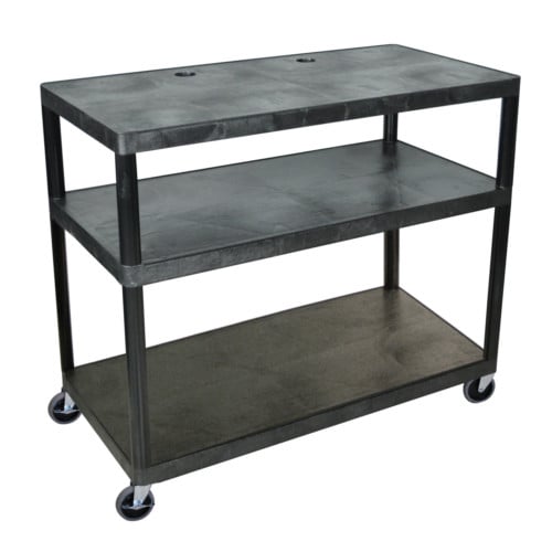 Luxor LEW42-B Black Endura 3-Shelf Extra Wide A/V Utility Cart