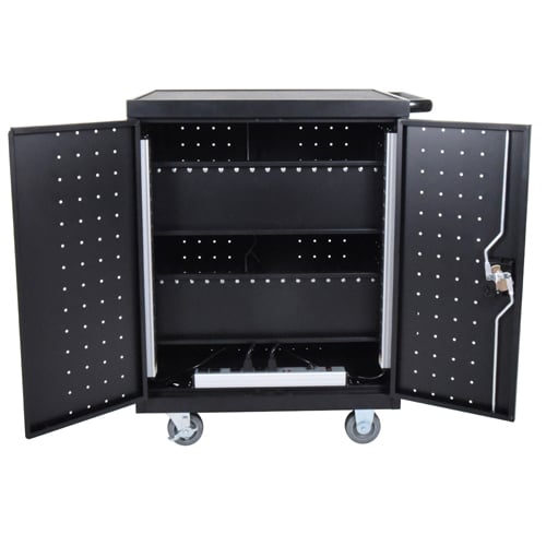 Luxor LLTP32-B Black 32 Laptop/Chromebook Charging Cart with Timer