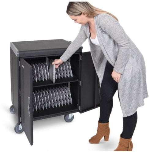 Luxor LLTS32-B Black 32 Chromebook/Laptop/Tablet Smart Charging Cart