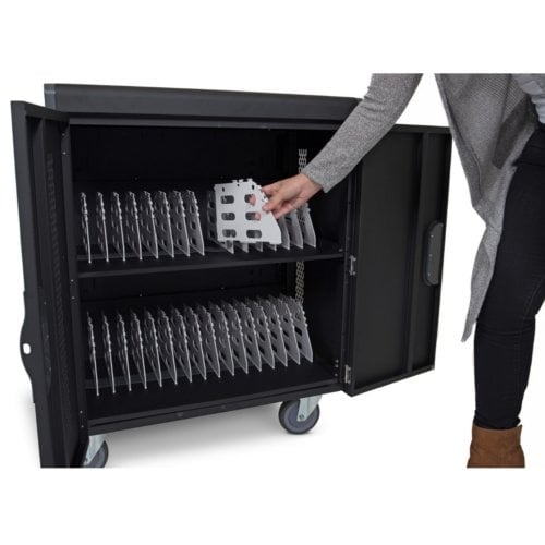 Luxor LLTS32-B Black 32 Chromebook/Laptop/Tablet Smart Charging Cart