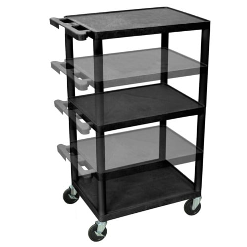 Luxor Endura Black Multi-Height A/V Utility Cart (No Outlet)