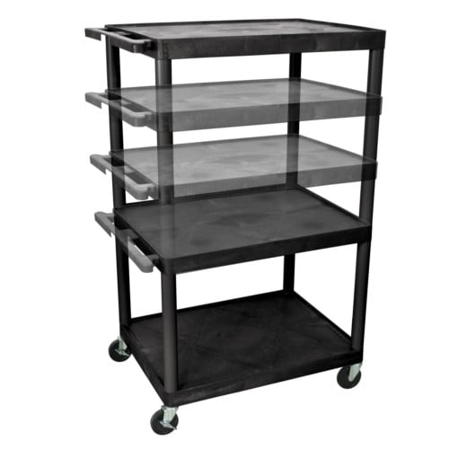 Luxor LPLDUO-B Endura 32" x 24" Black Multi-Height A/V Utility Cart (No Outlet)