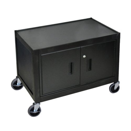H.Wilson MC29E 29" High Black Steel 2-Shelf A/V Mobile Cabinet