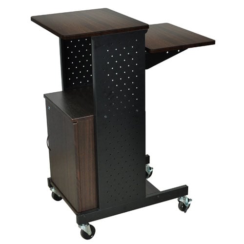 Luxor PS4000C-W Walnut Mobile Presentation Station with Cabinet and Steel Frame