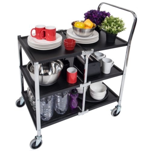 Luxor MSCC-3 Three-Shelf Collapsible Metal Cart