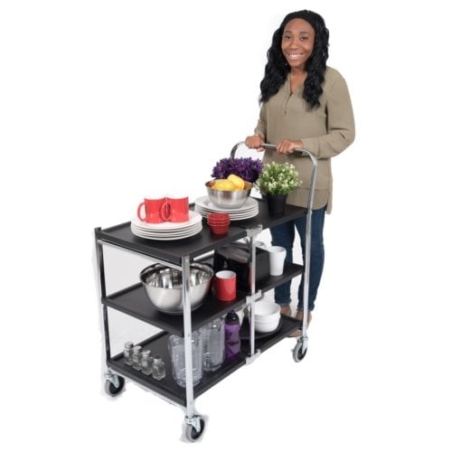 Luxor MSCC-3 Three-Shelf Collapsible Metal Cart