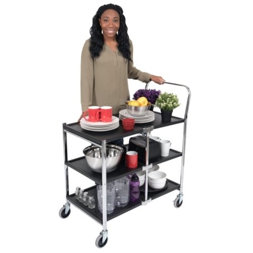 Luxor MSCC-3 Three-Shelf Collapsible Metal Cart