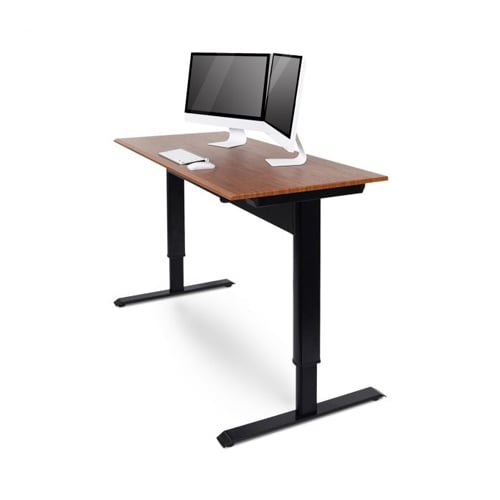 Luxor 48" Teak Pneumatic Adjustable-Height Standing Desk - SPN48F-BK/TK