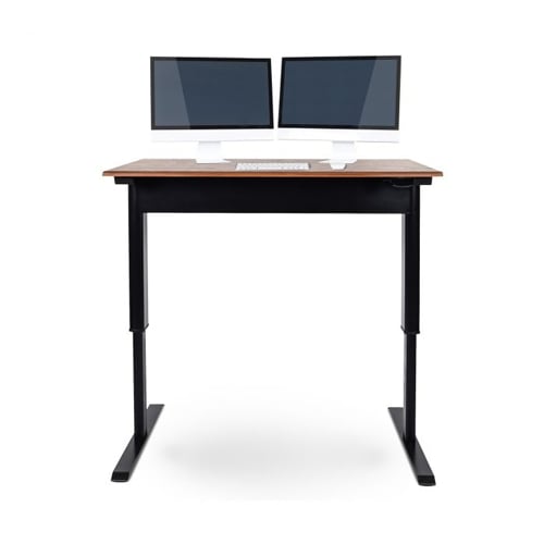 Luxor 48" Teak Pneumatic Adjustable-Height Standing Desk - SPN48F-BK/TK