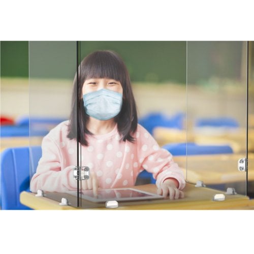 Luxor RECLAIM Trifold 58" x 24" Clear Acrylic Freestanding Desk Shield
