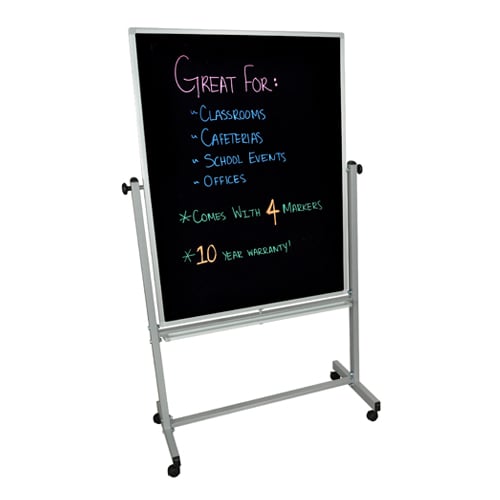 Luxor Reversible 36" x 48"  Steel Magnetic Mobile Blackboard