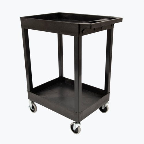 Luxor SEC11-B 2-Shelf Black 24" x 18" Tub Plastic Utility Cart