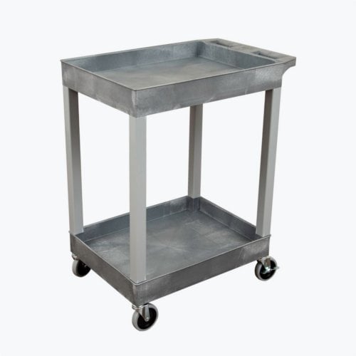 Luxor SEC11-G 2-Shelf Gray 24" x 18" Tub Plastic Utility Cart