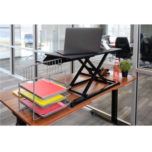 Luxor Two-Level Black Pneumatic Standing Desk Converter - CVTR PRO-BK