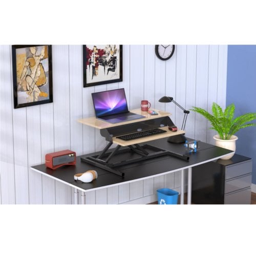 Luxor Two-Level White Oak Pneumatic Standing Desk Converter - CVTR PRO-WO