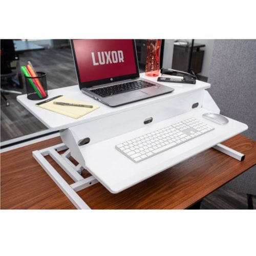 Luxor Two-Level White Pneumatic Standing Desk Converter - CVTR PRO-WH