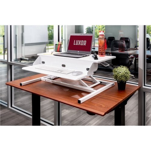 Luxor Two-Level White Pneumatic Standing Desk Converter - CVTR PRO-WH