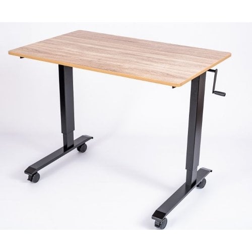 Luxor 48" White Oak High-Speed Crank Adjustable Stand Up Desk - STANDCF48-BK/WO