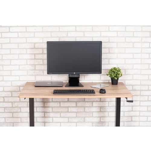 Luxor 48" White Oak High-Speed Crank Adjustable Stand Up Desk - STANDCF48-BK/WO
