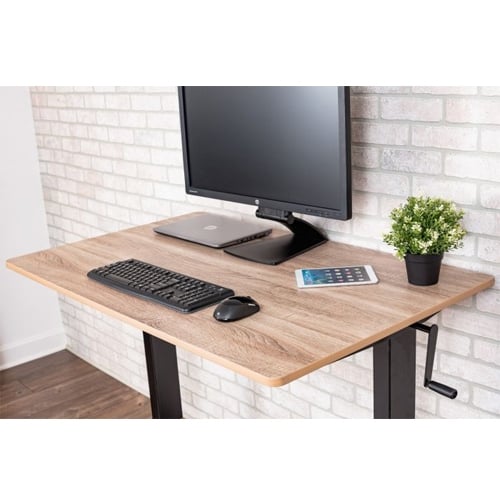 Luxor 48" White Oak High-Speed Crank Adjustable Stand Up Desk - STANDCF48-BK/WO