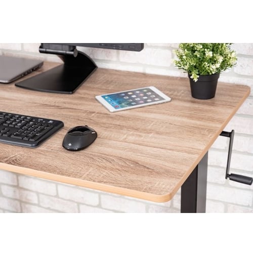 Luxor 48" White Oak High-Speed Crank Adjustable Stand Up Desk - STANDCF48-BK/WO
