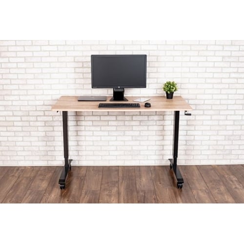 Luxor 60" White Oak High-Speed Crank Adjustable Stand Up Desk - STANDCF60-BK/WO