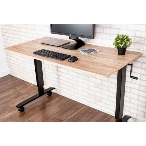 Luxor 60" White Oak High-Speed Crank Adjustable Stand Up Desk - STANDCF60-BK/WO