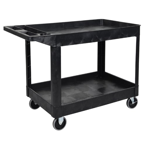 Luxor XLC11-B Black Two-Shelf Heavy-Duty Utility Cart