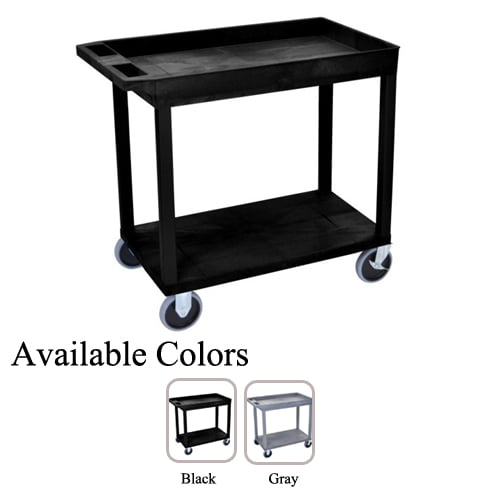 Luxor 32" x 18" High Capacity Black 1-Tub/1-Flat Shelf Utility Carts