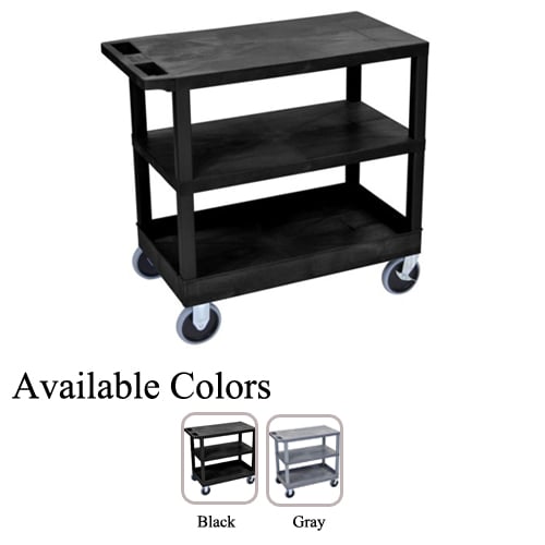 Luxor 32" x 18" High Capacity 2-Flat/1-Tub Bottom Shelf Utility Carts