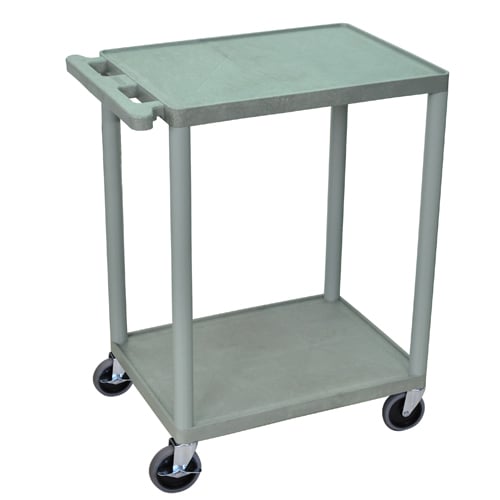 Luxor HE32-G 24" Wide Gray Molded Plastic 2-Shelf Utility Cart
