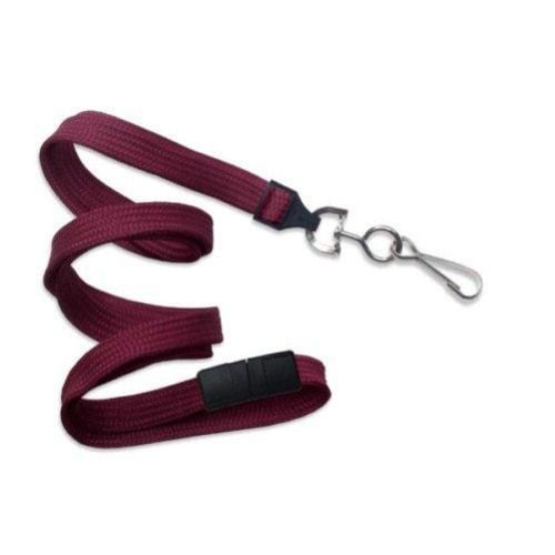 Maroon Flat Braid Break-Away Lanyard with NPS Swivel Hook - 100pk